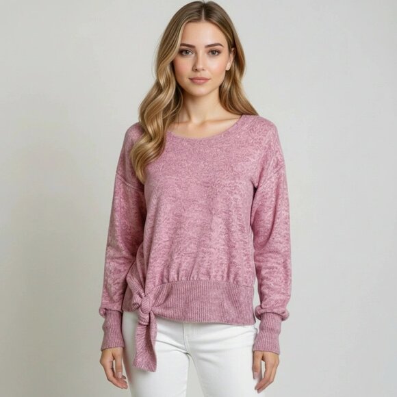 Anthropologie Saturday Sunday Women's Pink Brushed Fleece Sweater Top Size XS - Picture 1 of 10